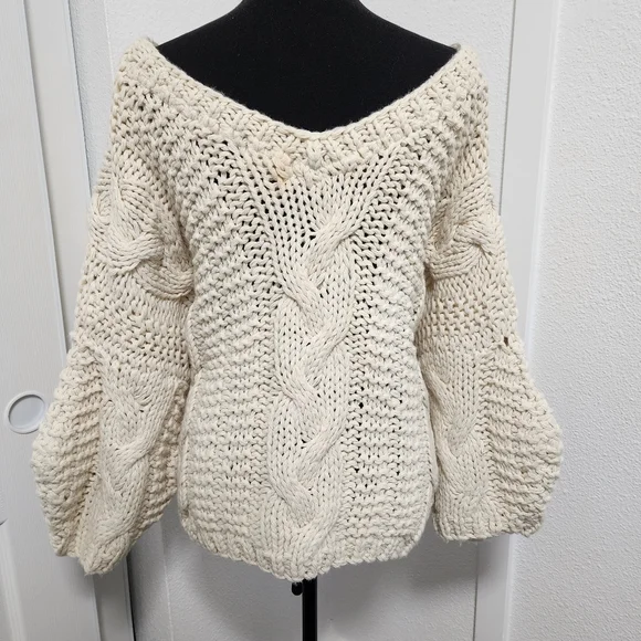 Hoity Toity Boutique Cream Chunky Knit Oversized Sweater - Picture 3 of 10